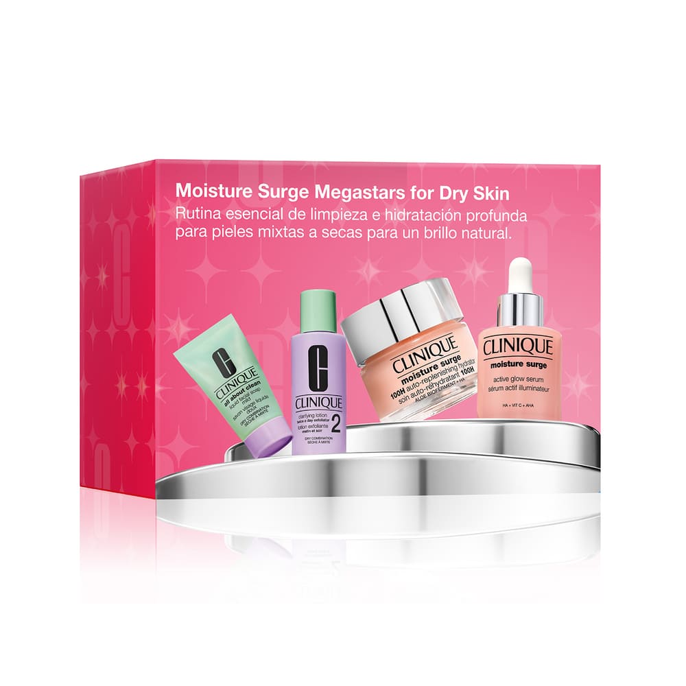 SET MOISTURE SURGE MEGASTARS FOR DRY SKIN (SET DE LIMPIEZA, EXFOLIACIÓN E HIDRATACIÓN)